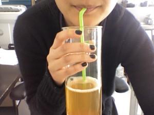 The Master Cleanse Lemonade Solution - Drinking out of a straw